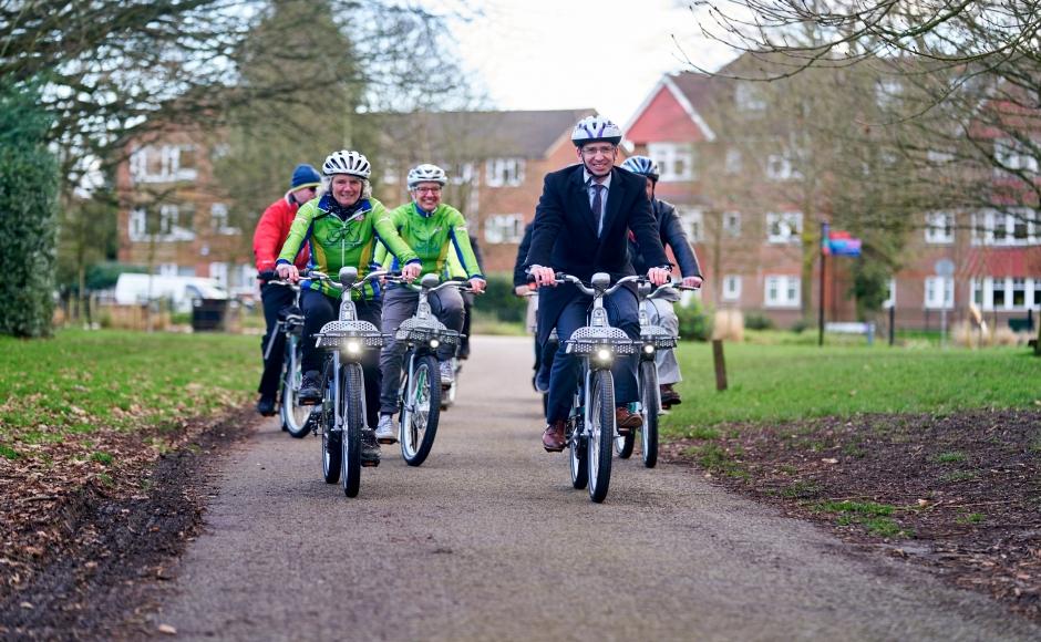 Mayor Peter Taylor at Beryl Bike in Cassiobury Park