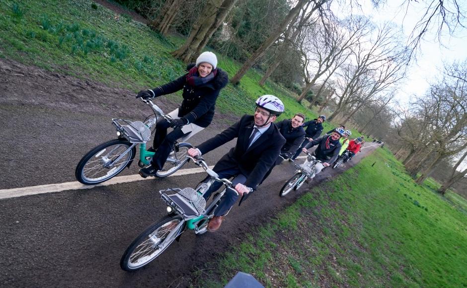 Elected Mayor Peter Taylor at Beryl Bike in Cassiobury Park