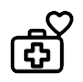 Icon of a medical kit and heart