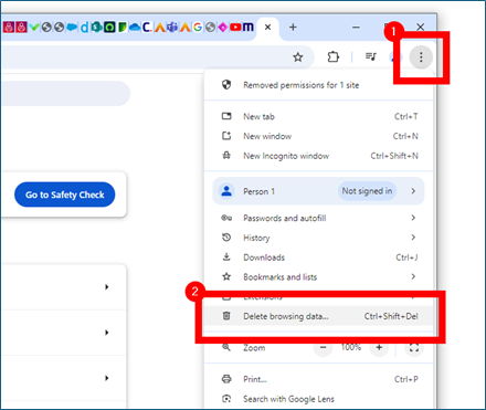 Delete data in Chrome