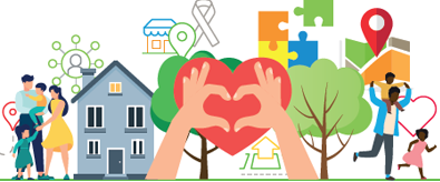 A family together with a heart shape