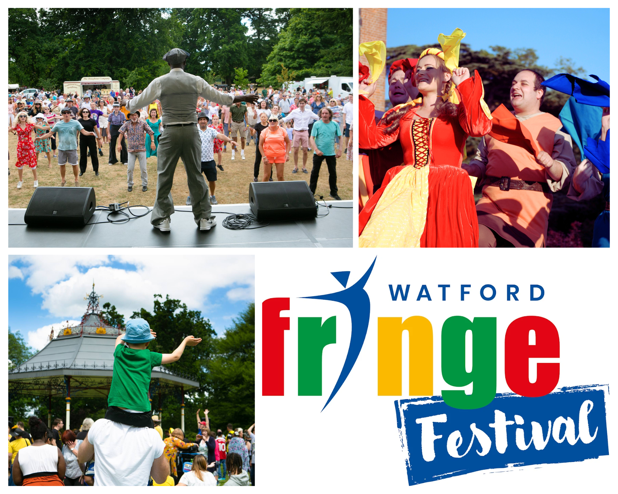 Collage of three different events at Watford Fringe Festival