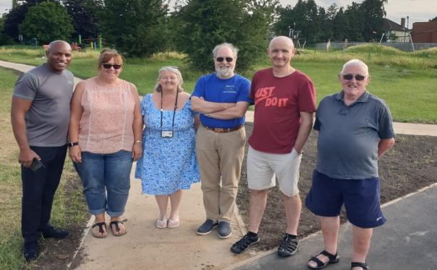 Cllr Lenny Nembhard and Cllr Tim Williams with members of the Leavesden Green Residents Association