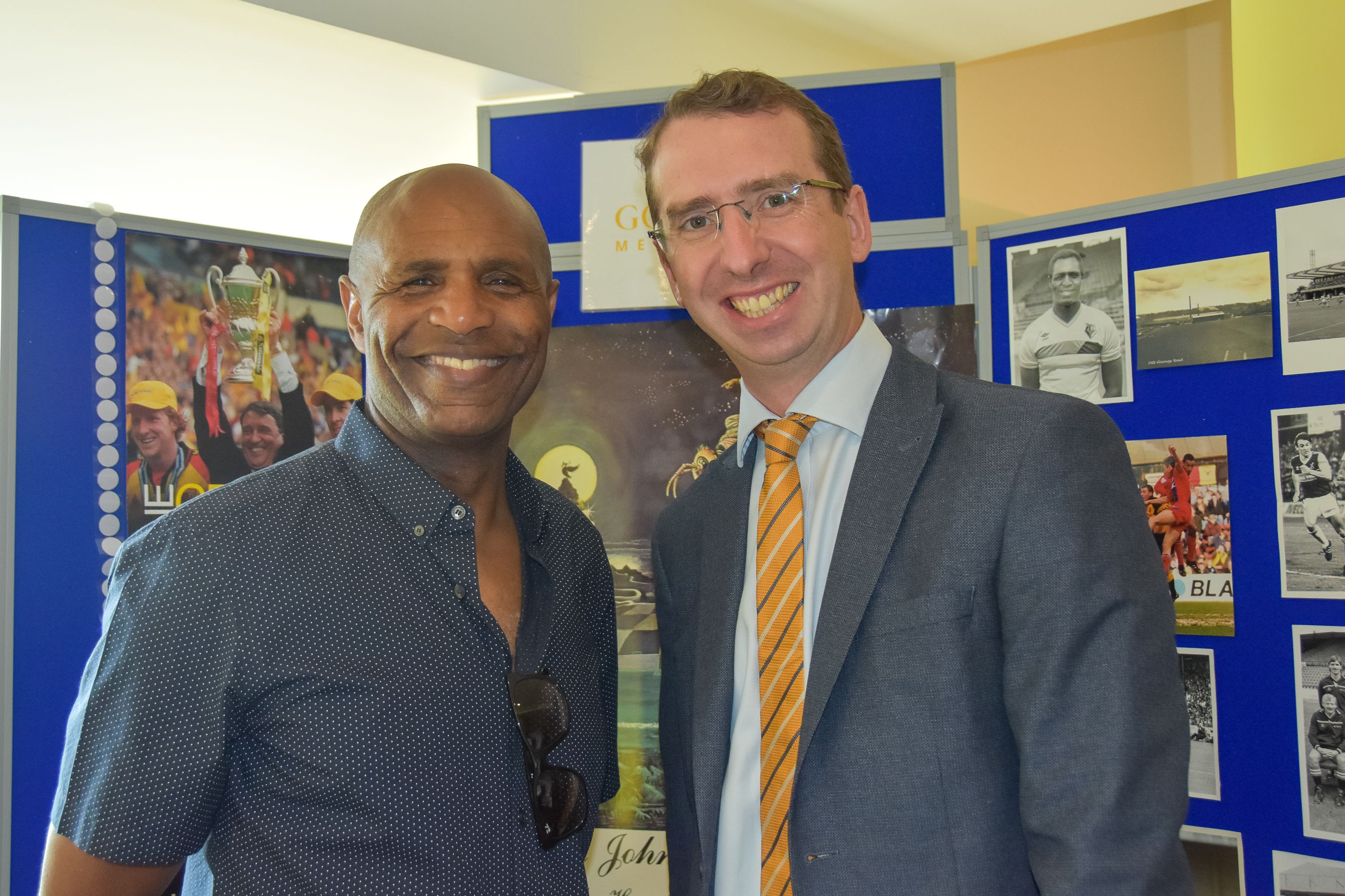 Deputy Lord-Lieutenant for Hertfordshire, Luther Blissett and Mayor Peter Taylor at Dementia Friendly Watford project 'Golden Memories'