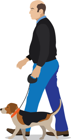 Mark walking his dog