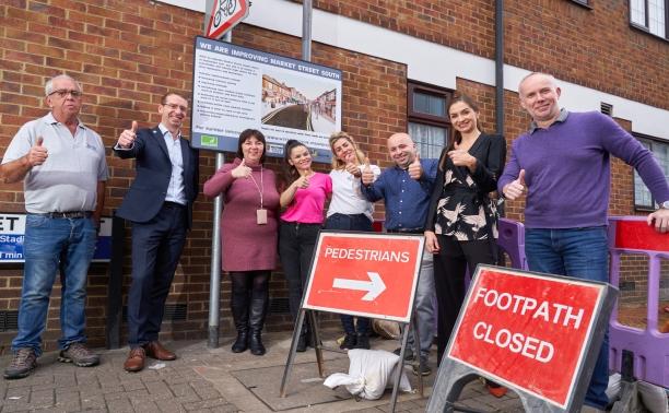 Mayor Peter Taylor, Deputy Mayor Aga Dychton and Market Street traders supporting the scheme