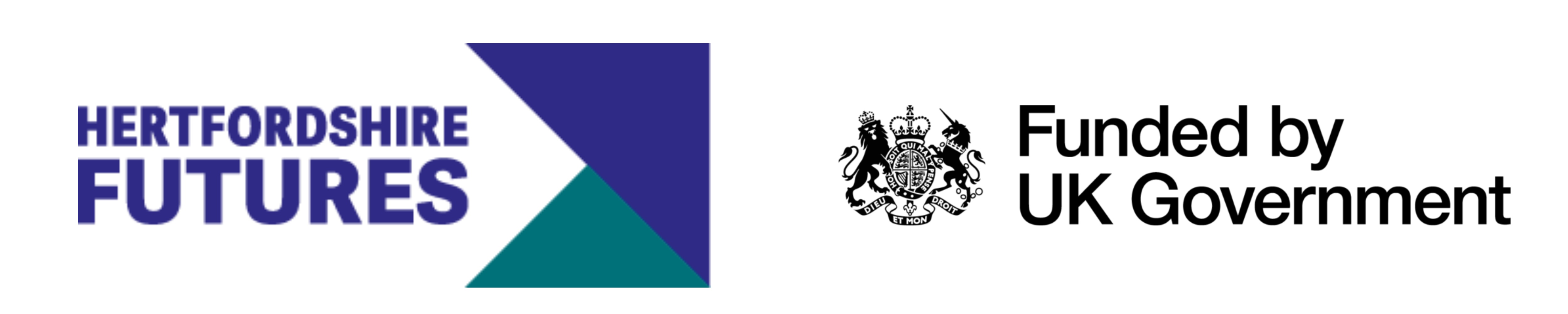 Herts Future and UK Gov Logo - THQ innovation Hub