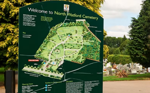 North Watford Cemetery map signage