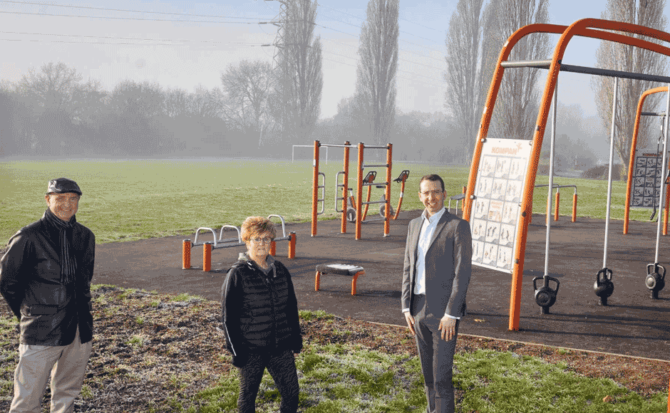 The Mayor and sports team at the new outdoor gym