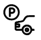 Icon of a parking sign and back end of a car