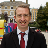 The Mayor Peter Taylor in front of the Council Chambers steps