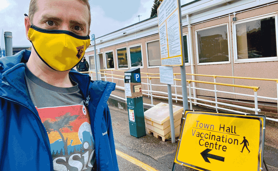 Peter Taylor outside a vaccination centre at the Town Hall