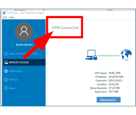 VPN Forticlient window