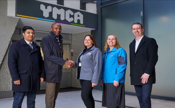 Ras Dewan and John Konate from Marston Holdings with Donna Laurie and Sam Voyle from YMCA with Elected Mayor of Watford, Peter Taylor.