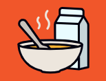 Hot soup and a carton of drink icon