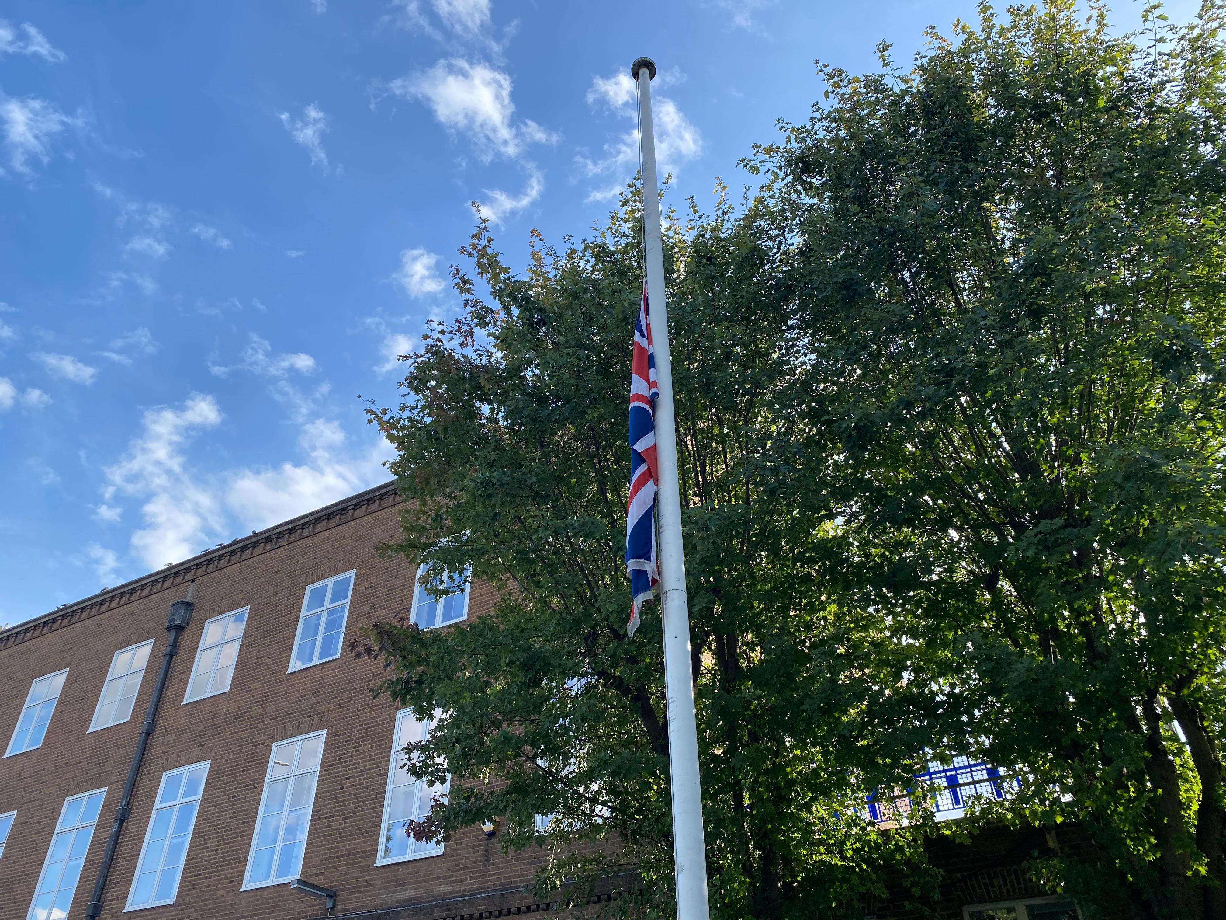 England flag at half mast
