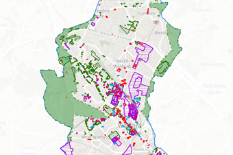 Planning constraints map of Watford