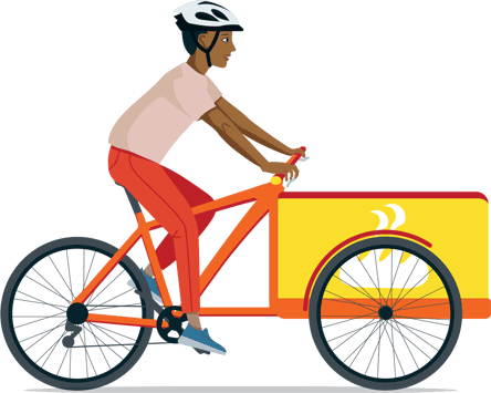 Selassie riding his cargo bike